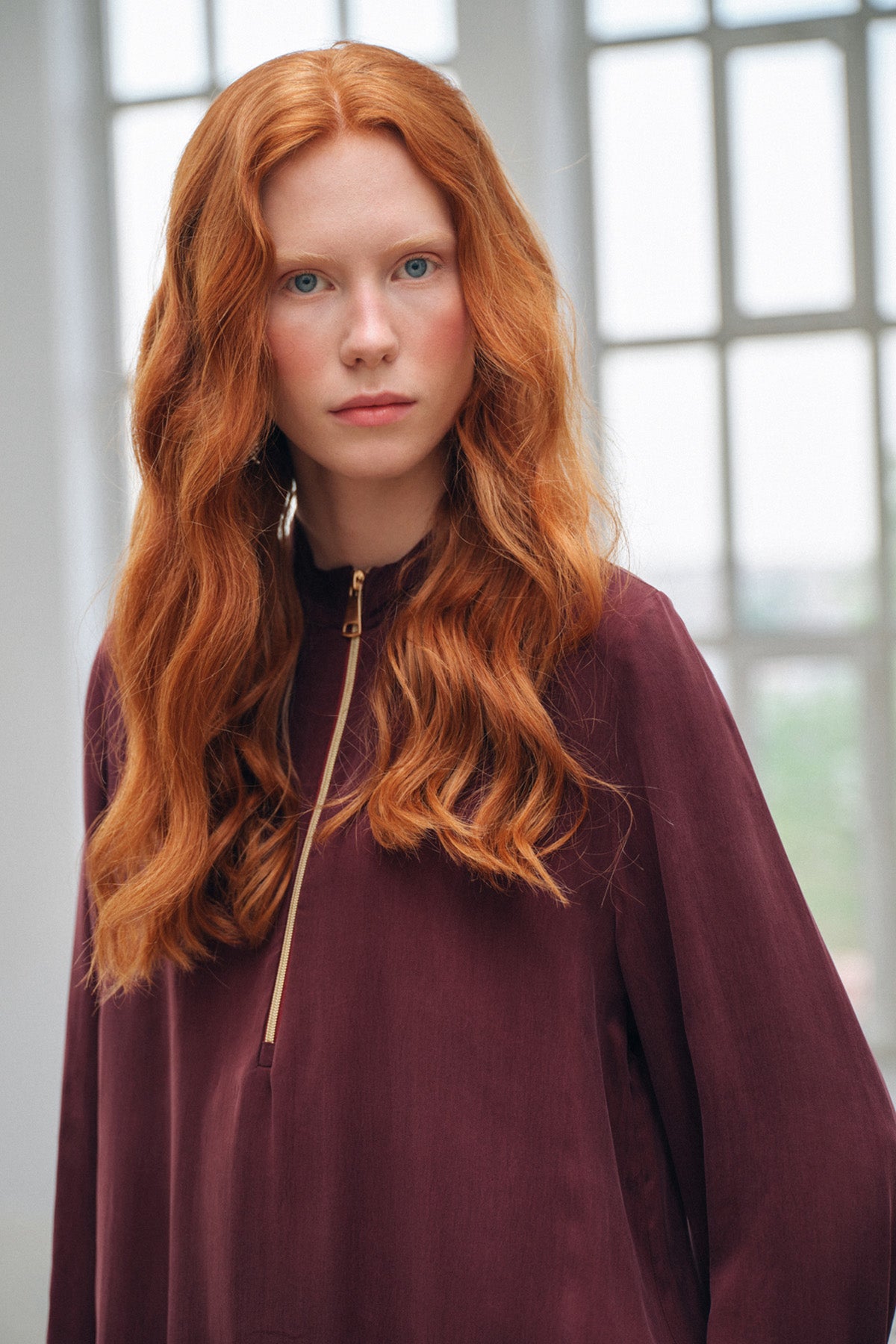 Fermuar Detaylı Kupra Takım - bordo