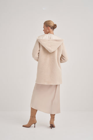 Ön ve Cep Büyük Fermuarlı Kısa Kaban - açık bej