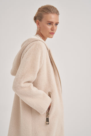 Ön ve Cep Büyük Fermuarlı Kısa Kaban - açık bej