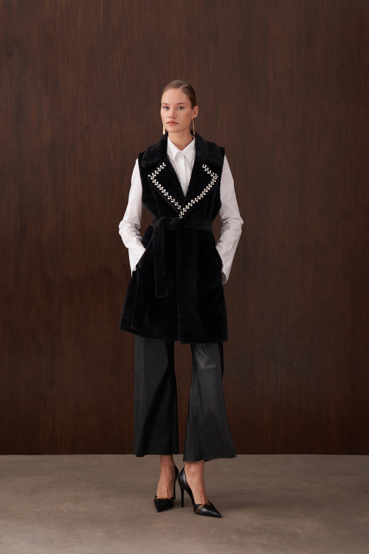 Elişi Detaylı Angora Yelek