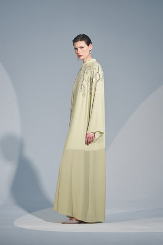 El İşlemeli Taş Detaylı Abaya - mimoza