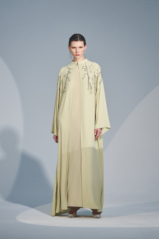El İşlemeli Taş Detaylı Abaya - mimoza