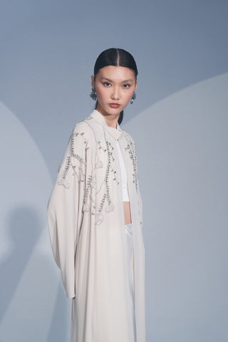 El İşlemeli Taş Detaylı Abaya - taş