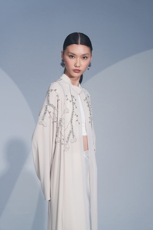 El İşlemeli Taş Detaylı Abaya - taş