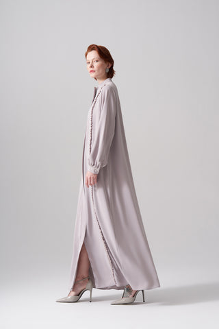 Önü Büzgü ve Boncuk İşleme Detaylı Ferace - taş