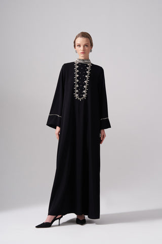 Elişi Detaylı Elbise - siyah