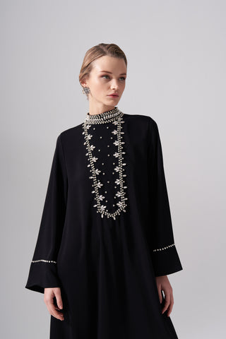 Elişi Detaylı Elbise - siyah