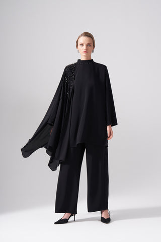 Boncuk İşleme Detaylı İkili Takım - siyah