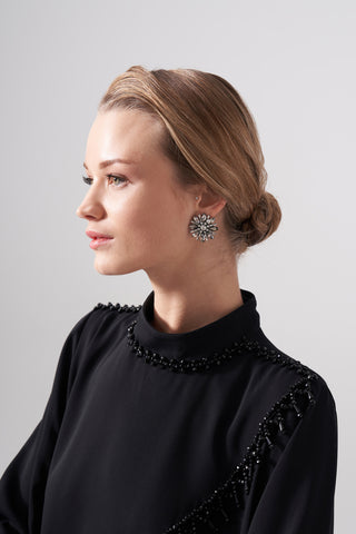 Sallantı Boncuk İşleme Detaylı İkili Takım - siyah