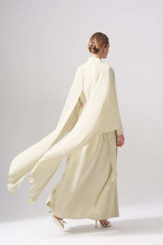 Omuzları Taş İşleme Önü Zincirli Abaya - mimoza