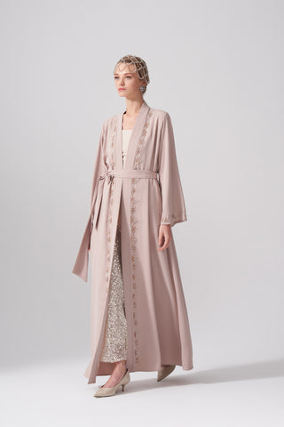 Elişi Detaylı Abaya - bej