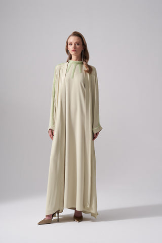 İçli Dışlı Elişi Detaylı Abaya Takım - mimoza