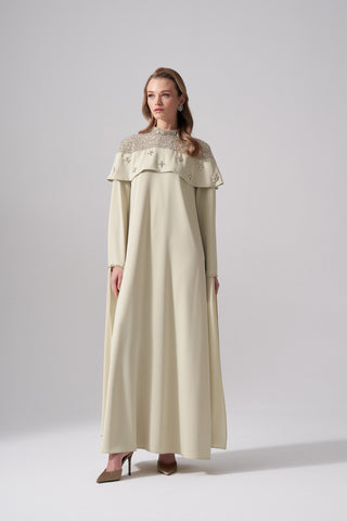 Elişi Detaylı Pelerin Elbise - mimoza