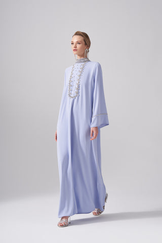 Elişi Detaylı Elbise - mavi