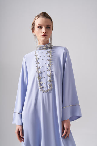 Elişi Detaylı Elbise - mavi