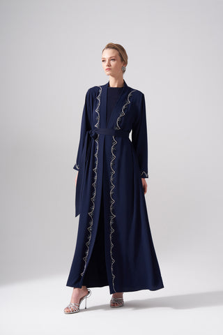 Elişi Detaylı Abaya - lacivert
