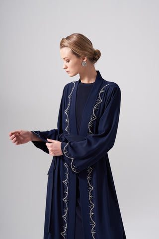 Elişi Detaylı Abaya - lacivert