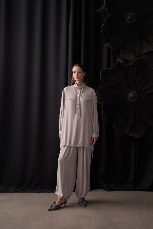 Yaka Detaylı Çıt Çıt Detaylı Takım - taş