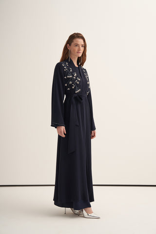 Omuzları Taş İşleme Detaylı Abaya - lacivert
