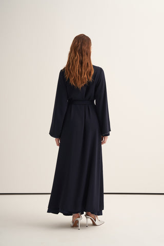 Omuzları Taş İşleme Detaylı Abaya - lacivert