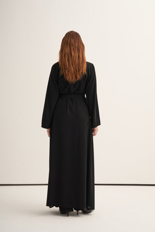 Boncuk İşlemeli Abaya - siyah