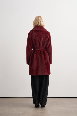 Ceket Yaka Cepli Angora Kaban - bordo