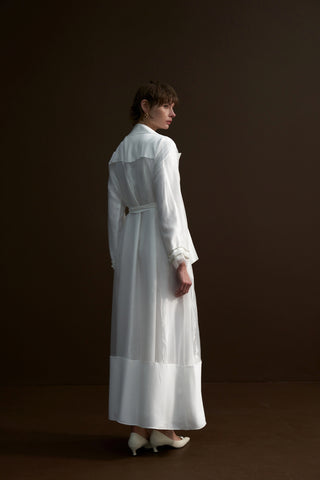 Cepleri Taş İşlemeli Organze Abaya - beyaz