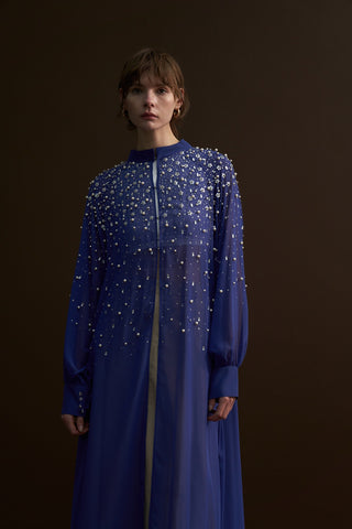 Taş ve İçi Çakımlı, Papatya Detaylı Şifon Abaya - parlement