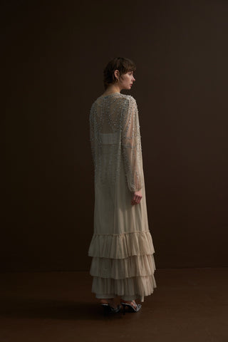 Taş Yapıştırma ve Çakım Detaylı Tül Abaya - bej