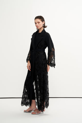 Nakış İşleme Detaylı Ceket Yaka Abaya