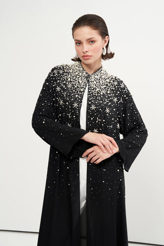 Serpme Yapıştırma Taş Detaylı Abaya