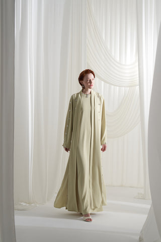 Elişi Detaylı İkili Abaya Takım - mimoza