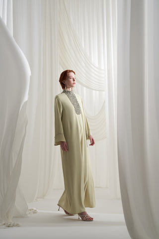 Elişi Detaylı Krep Elbise - mimoza