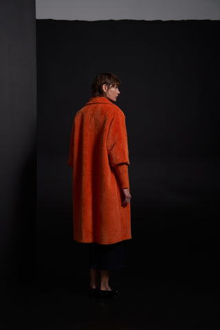 Triko Detaylı Angora Kap - orange