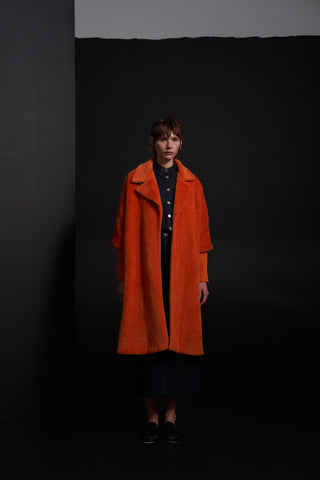 Triko Detaylı Angora Kap - orange