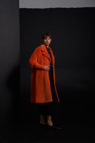 Triko Detaylı Angora Kap - orange